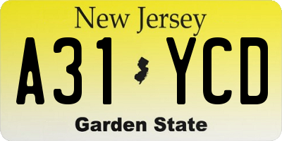 NJ license plate A31YCD
