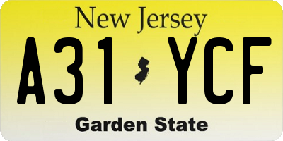 NJ license plate A31YCF
