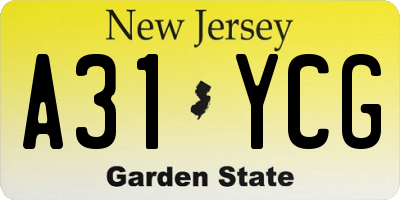 NJ license plate A31YCG