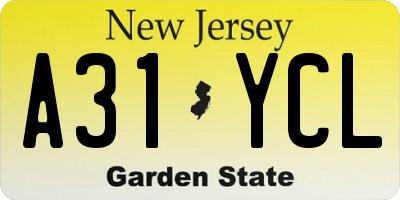 NJ license plate A31YCL