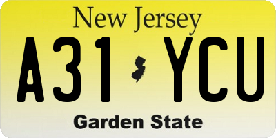 NJ license plate A31YCU