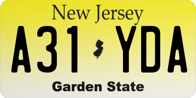 NJ license plate A31YDA