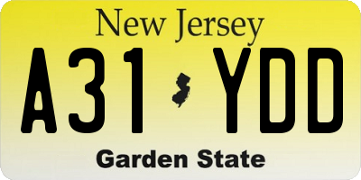 NJ license plate A31YDD