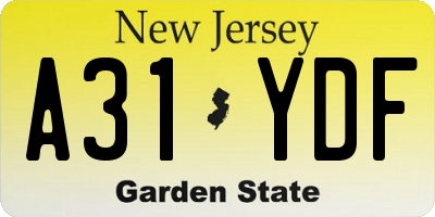 NJ license plate A31YDF