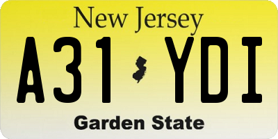 NJ license plate A31YDI