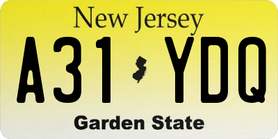 NJ license plate A31YDQ