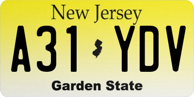 NJ license plate A31YDV