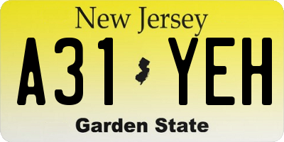 NJ license plate A31YEH