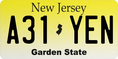 NJ license plate A31YEN