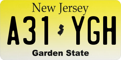 NJ license plate A31YGH
