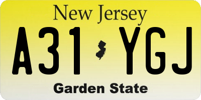 NJ license plate A31YGJ