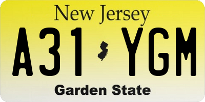 NJ license plate A31YGM
