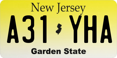 NJ license plate A31YHA