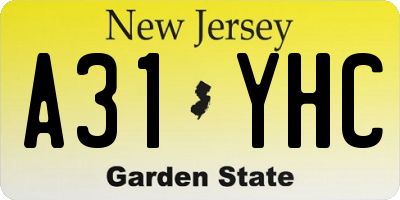 NJ license plate A31YHC