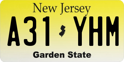 NJ license plate A31YHM