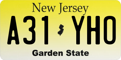 NJ license plate A31YHO