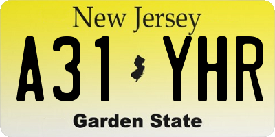 NJ license plate A31YHR