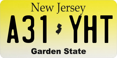 NJ license plate A31YHT