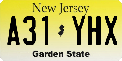 NJ license plate A31YHX