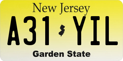 NJ license plate A31YIL