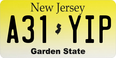 NJ license plate A31YIP