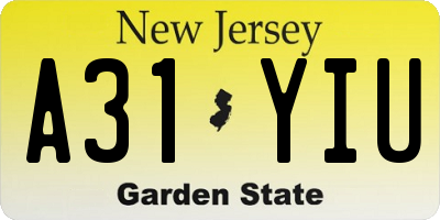 NJ license plate A31YIU
