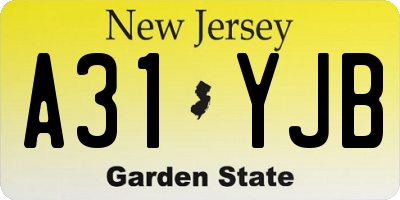 NJ license plate A31YJB
