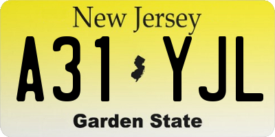 NJ license plate A31YJL
