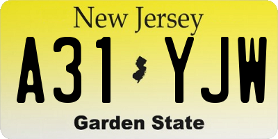 NJ license plate A31YJW