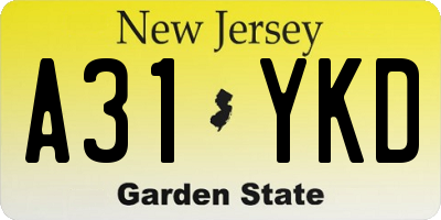 NJ license plate A31YKD