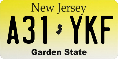 NJ license plate A31YKF