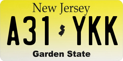 NJ license plate A31YKK