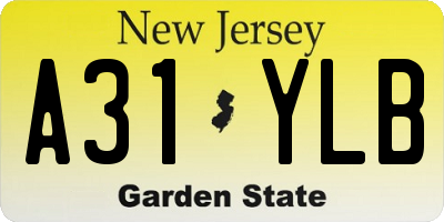 NJ license plate A31YLB