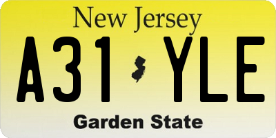 NJ license plate A31YLE