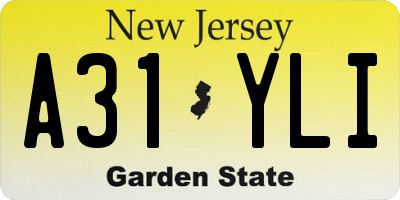 NJ license plate A31YLI