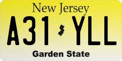 NJ license plate A31YLL