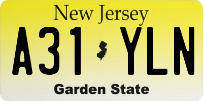 NJ license plate A31YLN