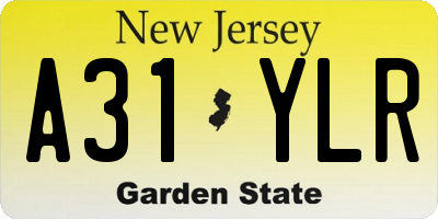 NJ license plate A31YLR