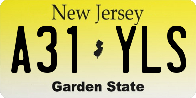 NJ license plate A31YLS