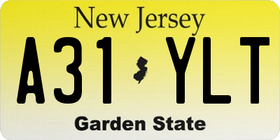 NJ license plate A31YLT