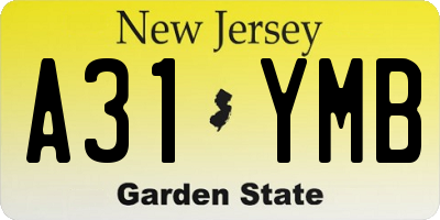 NJ license plate A31YMB