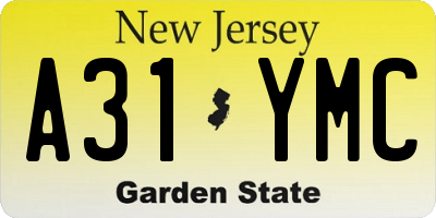 NJ license plate A31YMC