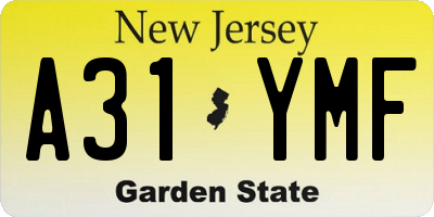 NJ license plate A31YMF