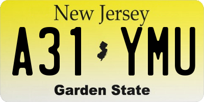 NJ license plate A31YMU