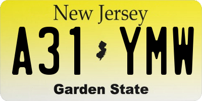 NJ license plate A31YMW