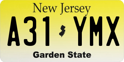 NJ license plate A31YMX