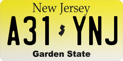 NJ license plate A31YNJ