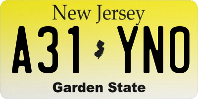 NJ license plate A31YNO