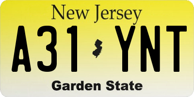 NJ license plate A31YNT