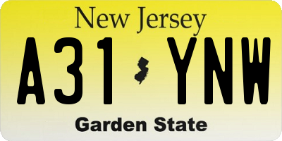 NJ license plate A31YNW